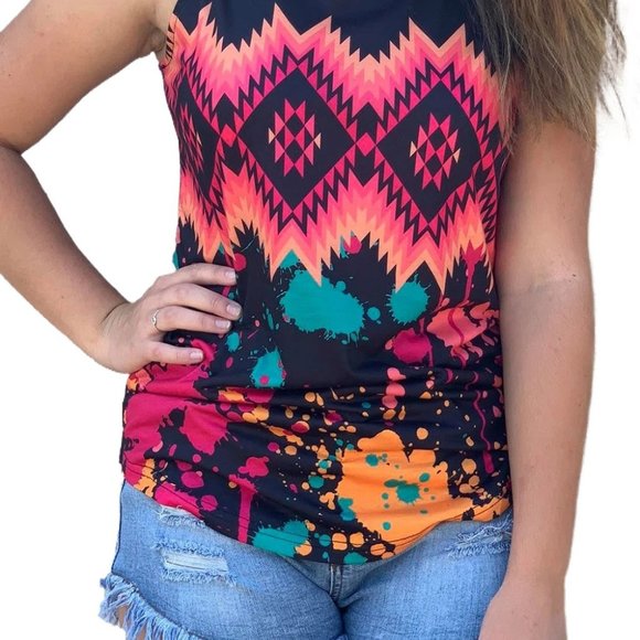 Tribal Tie-dye Print Tank Top - Picture 4 of 10